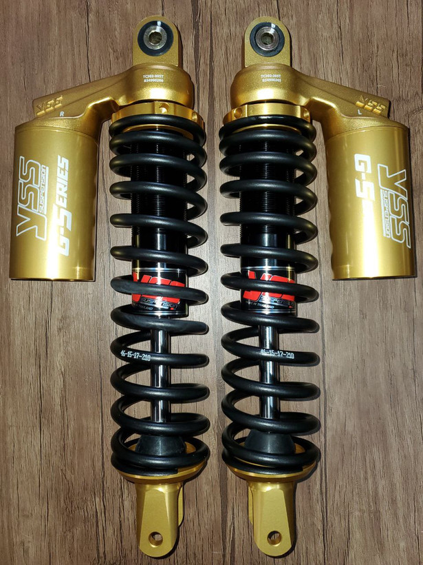 کمک فنر عقب YSS / فنر مشکی / پایه طلایی مناسب AEROX / اصل