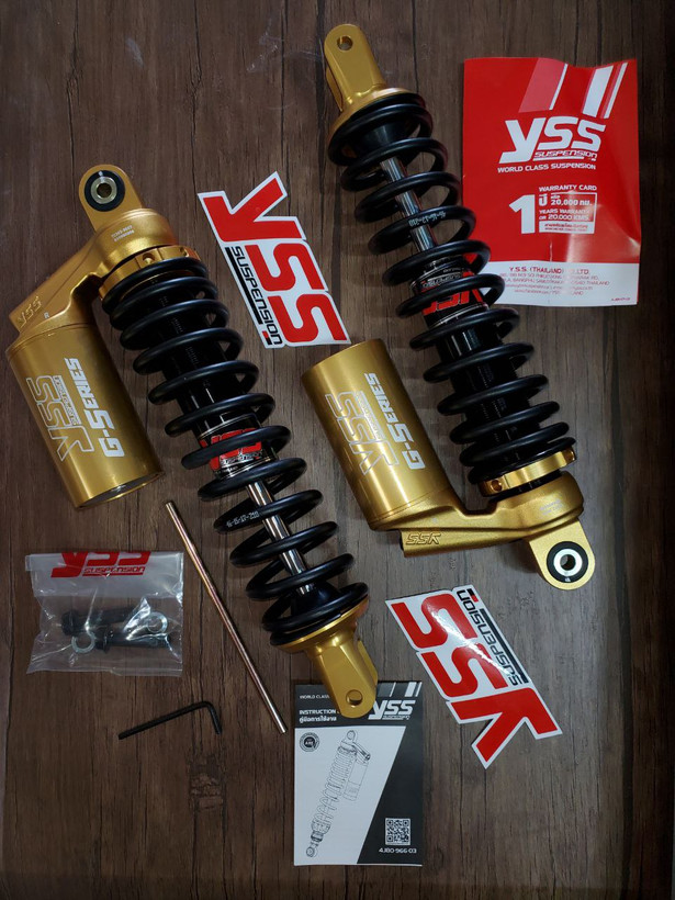 کمک فنر عقب YSS / فنر مشکی / پایه طلایی مناسب AEROX / اصل