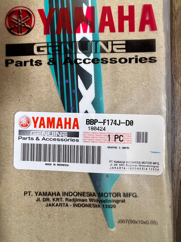 برچسب / استیکر روی گیتاری عقب آبی کایان سمت چپ YAMAHA Aerox / ساخت اندونزی اصل کد 200008