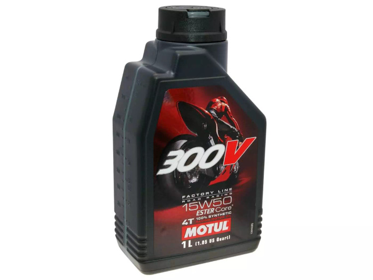 روغن موتور موتول 1 لیتر مخصوص موتورهای ریس و موتورهای سنگین MOTUL 300V 15W50 / ساخت کشور فرانسه اصل