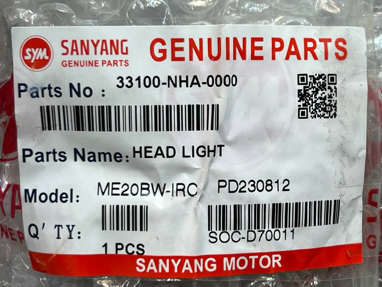 چراغ جلو Sym Na180 / Na250 / Nh180 / Nh250 / ساخت تایوان اصل کد ۲۰۰۶۹۹