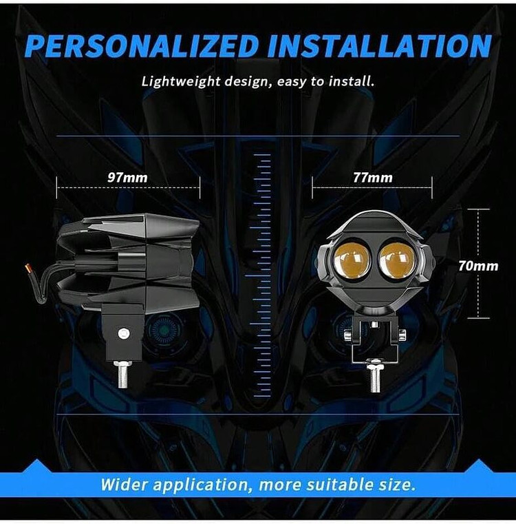 پرژکتور دو لنز MOTORCYCLE / کیت کامل سیم کشی و کلید بی سیم وایرلس