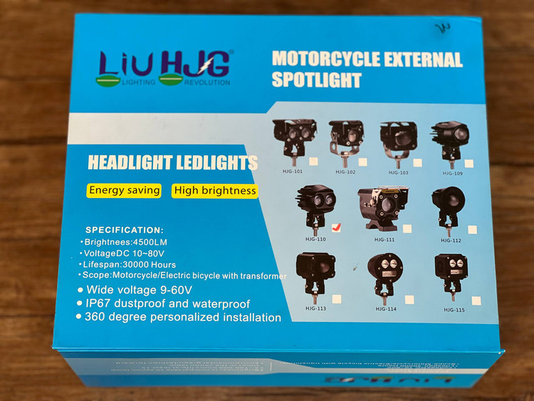 پرژکتور موتور سیکلت مدل HJG 110 دو لنز دوبل / همراه کیت کامل سیم کشی و کلید فابریک / اصل