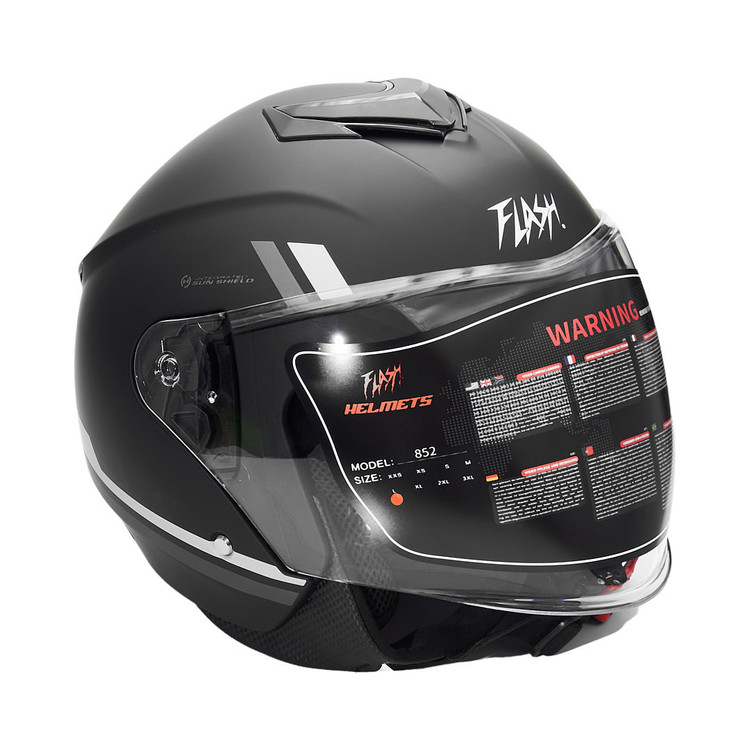 کلاه کاسکت بدون فک فلش مدل 852 MATT BLACK-GRAY 35#