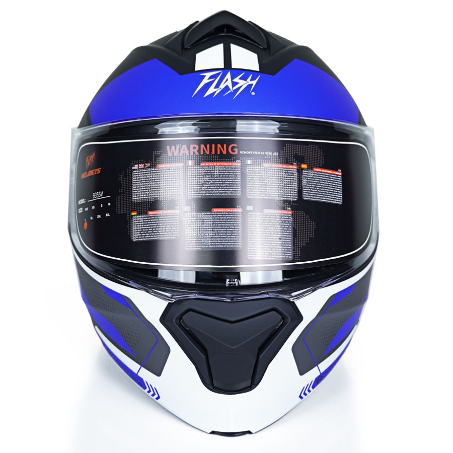 کلاه کاسکت فک متحرک فلش مدل 935SV BLUE-WHITE