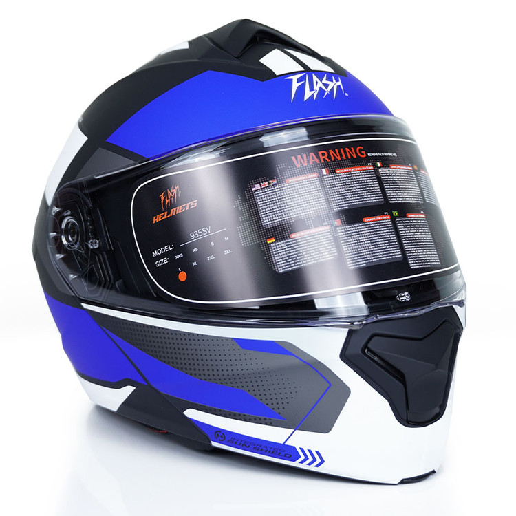 کلاه کاسکت فک متحرک فلش مدل 935SV BLUE-WHITE