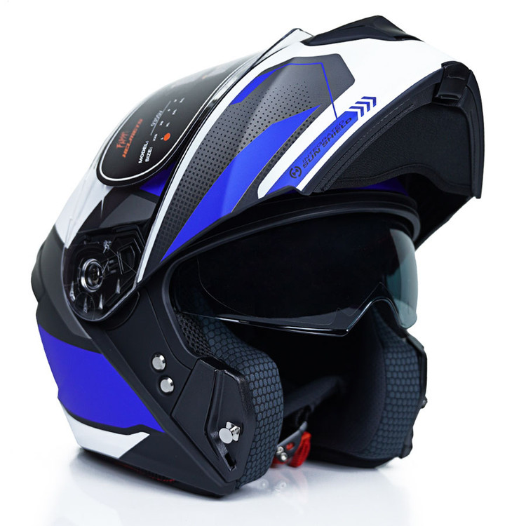 کلاه کاسکت فک متحرک فلش مدل 935SV BLUE-WHITE