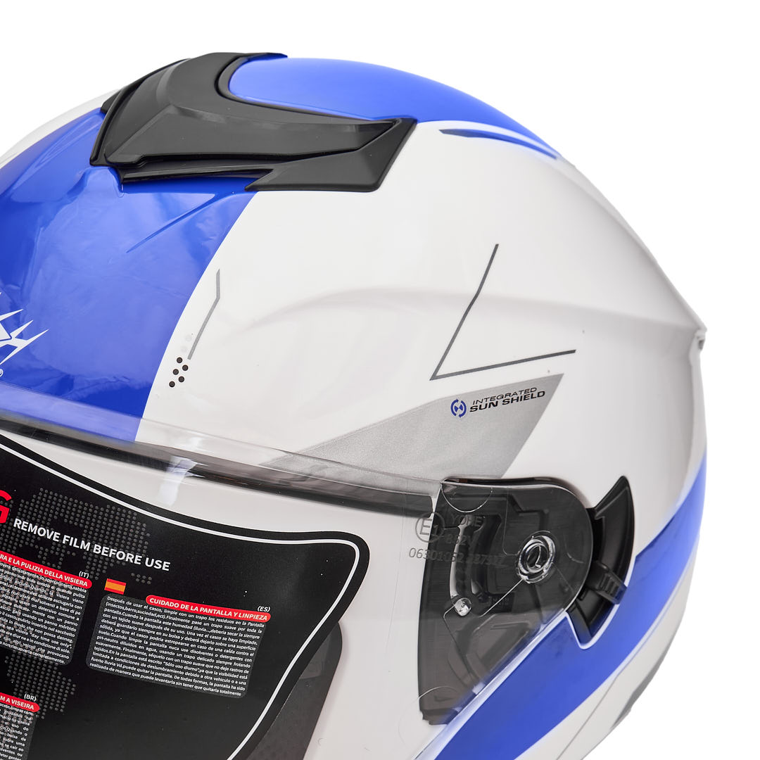 کلاه کاسکت بدون فک فلش مدل 852 GLOSSY-WHITE-BLUE