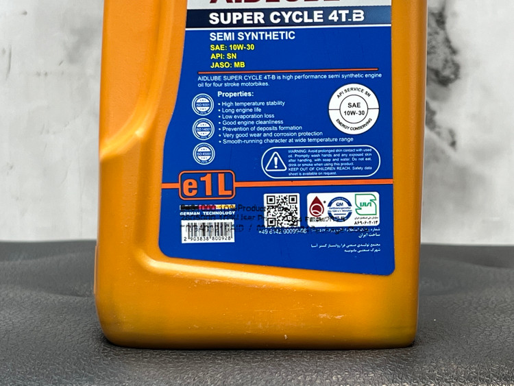 روغن موتور ایدلوب AIDLUBE 10W30 SN مخصوص موتورهای اسکوتر فول سنتتیک تحت لیسانس ایدلوب آلمان اصل کد ۲۰۱۳۸۷