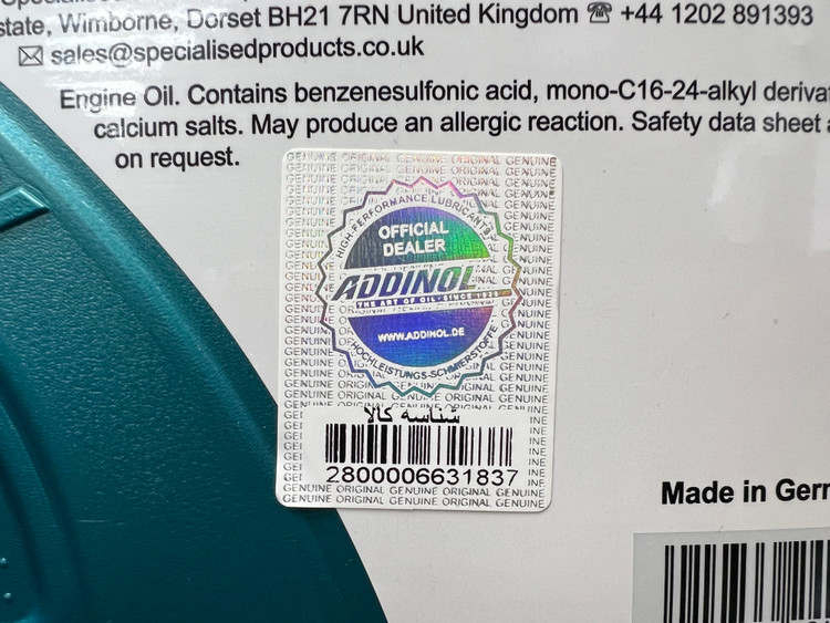 روغن موتور مخصوص موتور های دنده ای ادینول 10W40 SP حجم 4 لیتر ADDINOL 4L ساخت آلمان اصل کد ۲۰۱۳۸۰