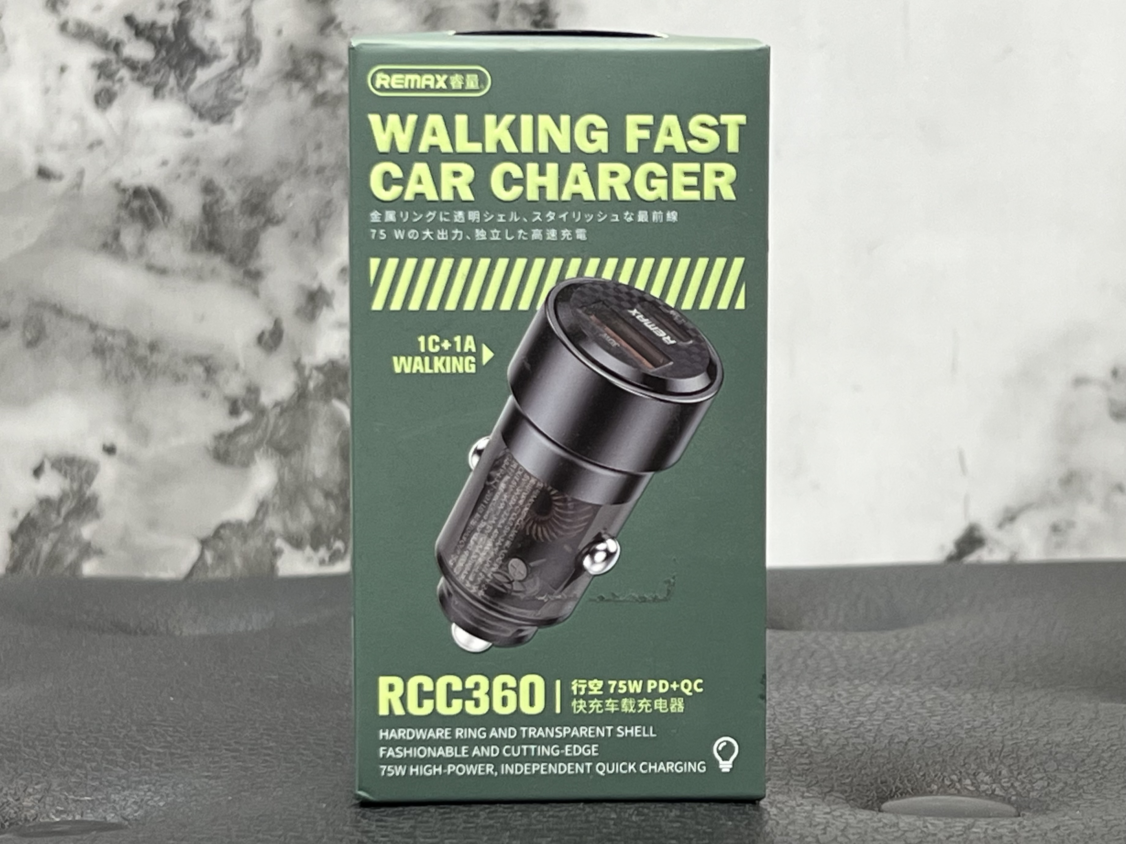 شارژر فندکی دو درگاه 75 وات ریمکس با پورت USB Type-C با توان 40 وات و USB-A با توان 30 وات، شارژ سریع و ایمن، بدنه آلومینیومی مقاوم و طراحی جمعوجور / مدل RCC360