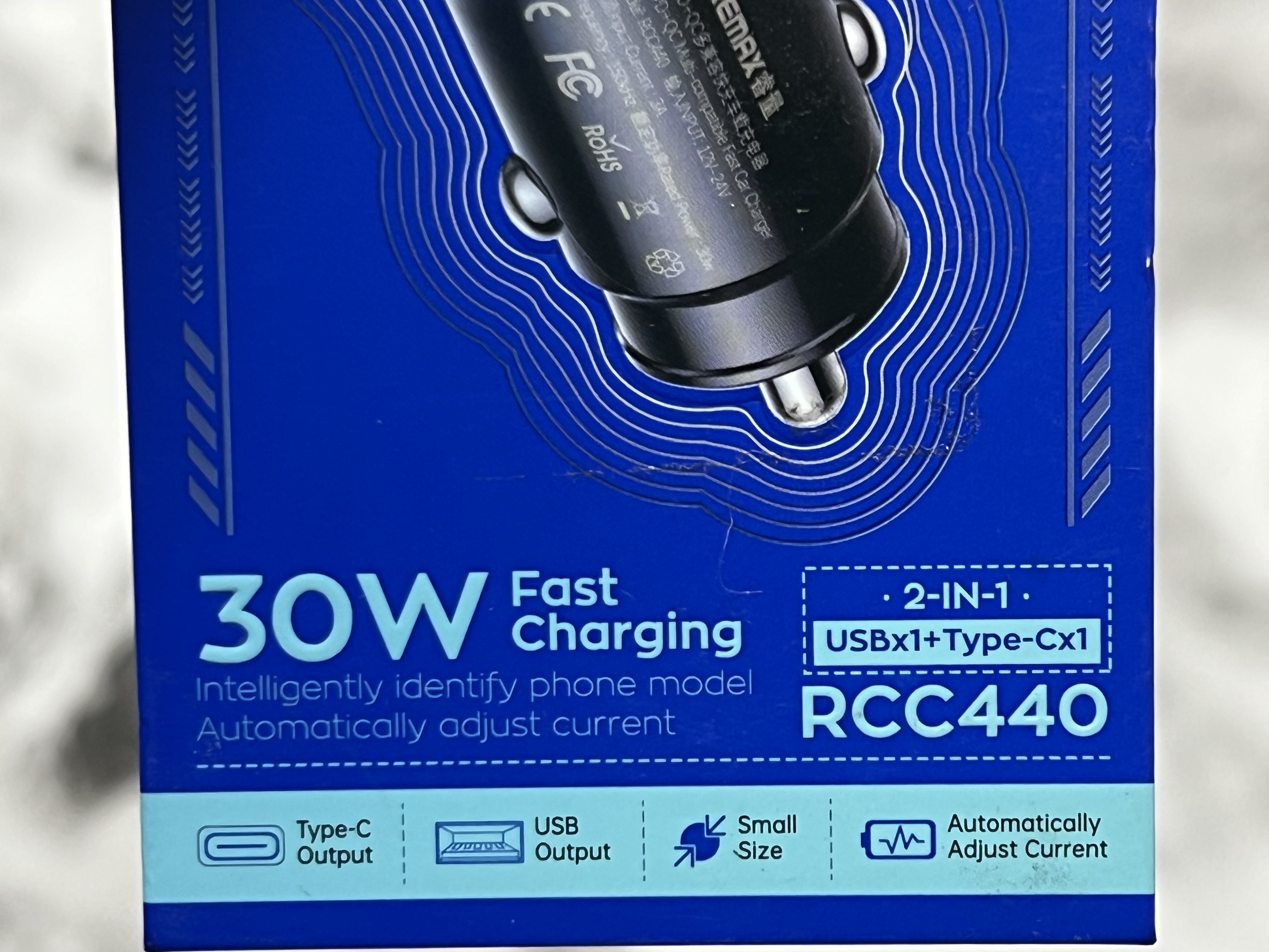 شارژر فندکی ریمکس با توان خروجی 30 وات و قابلیت فست شارژ سریع موبایل و تبلت / مدل RCC440