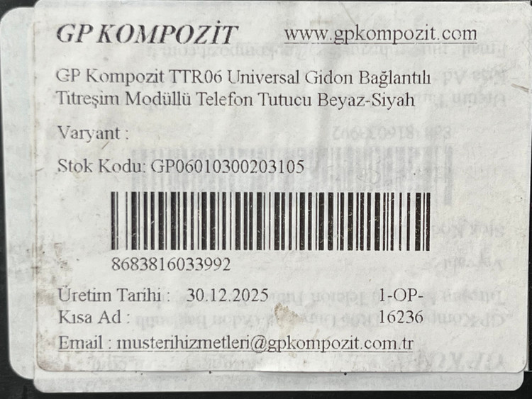 هولدر موبایل پلاس GP KOMPOZIT TTR06 سفید ساخت ترکیه اصل کد 201588