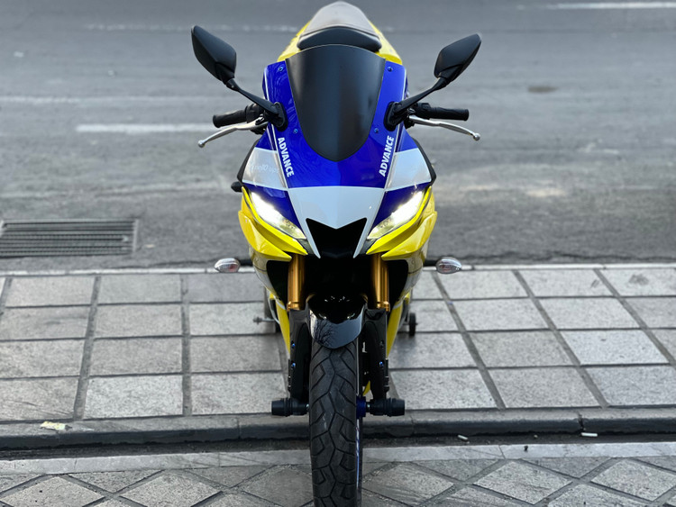 ست فلاپ کامل جشن 60 سالگی YAMAHA YZF‑R25 رنگ زرد آبی سفید Yellow & Speed Block livery
