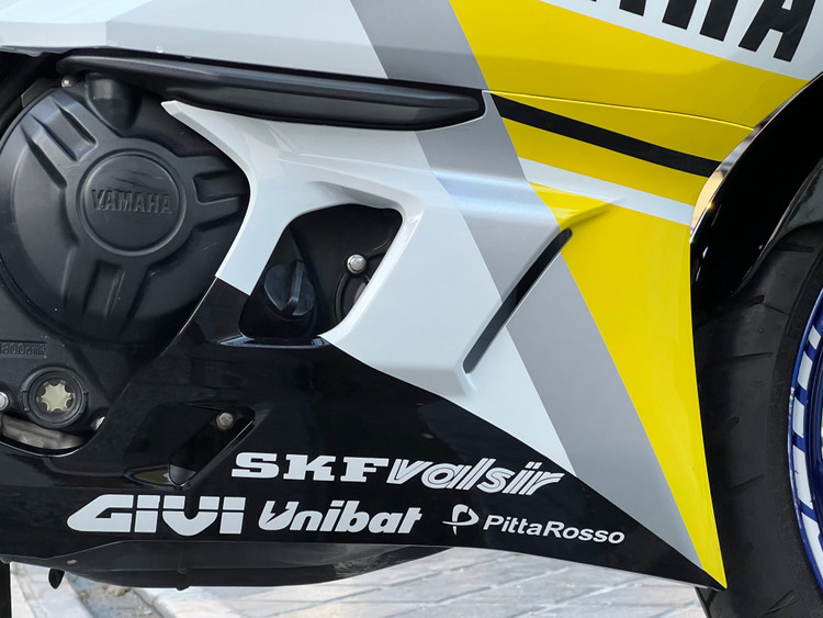 ست فلاپ کامل جشن 60 سالگی YAMAHA YZF‑R25 رنگ زرد آبی سفید Yellow & Speed Block livery