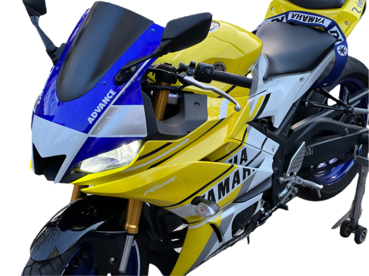 ست فلاپ کامل جشن 60 سالگی YAMAHA YZF‑R25 رنگ زرد آبی سفید Yellow & Speed Block livery