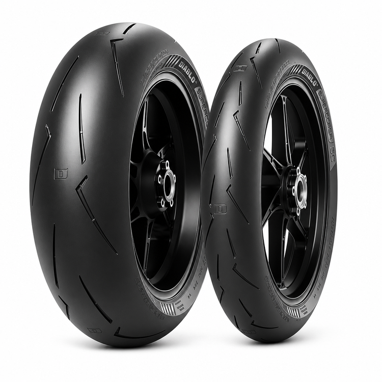 ست لاستیک پیرلی جلو عقب 120/70/17 و 200/55/17 سوپرکورسا ساخت کشور آلمان اصل DIABLO SUPERCORSA V3 SC1
