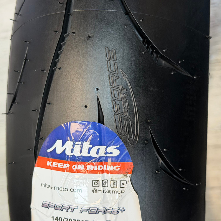 لاستیک میتاس 140/70/17 گل خلوت اسپرت فورس پلاس / + MITAS SPORT FORCE / ساخت اروپا کشور اسلوونی اصل / مناسب چرخ عقب کد 200552