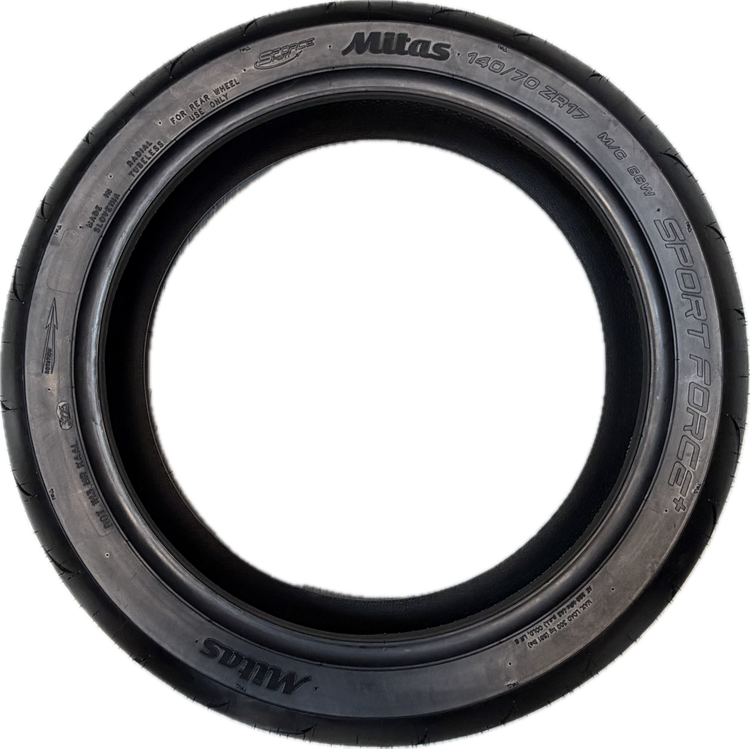 لاستیک میتاس 140/70/17 گل خلوت اسپرت فورس پلاس / + MITAS SPORT FORCE / ساخت اروپا کشور اسلوونی اصل / مناسب چرخ عقب کد 200552