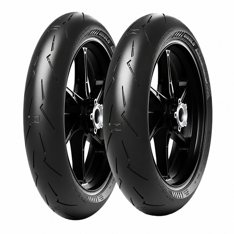 ست لاستیک پیرلی عقب و جلو 110/70/17 و 140/70/17 ساخت آلمان اصل سوپرکورسا DIABLO SUPERCORSA V4 SC1