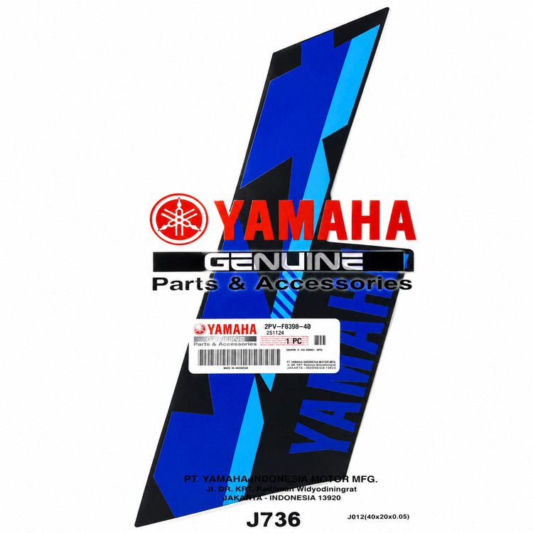 استیکر/برچسب فلاپ راهنما سورمه ای YAMAHA Mx King سمت چپ ساخت اندونزی اصل کد 202189