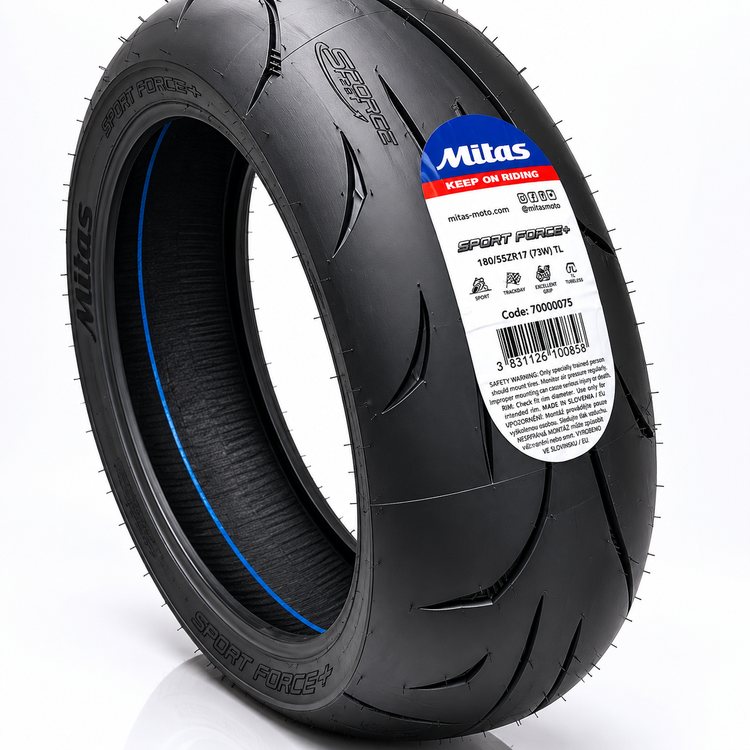 لاستیک میتاس 180/55/17 گل خلوت اسپرت فورس / MITAS SPORT FORCE / ساخت اروپا کشور اسلوونی اصل / مناسب چرخ عقب کد ۲۰۰۷۵۹