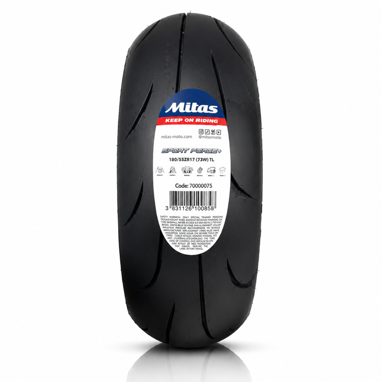لاستیک میتاس 180/55/17 گل خلوت اسپرت فورس / MITAS SPORT FORCE / ساخت اروپا کشور اسلوونی اصل / مناسب چرخ عقب کد ۲۰۰۷۵۹