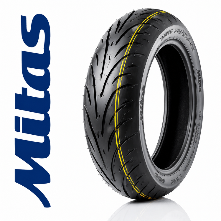 لاستیک میتاس 120/70/14 گل شلوغ تورینگ فورس / MITAS TOURING FORCE SC / ساخت اروپا کشور اسلوونی اصل / جلو Joymax -Aerox / کد 200744