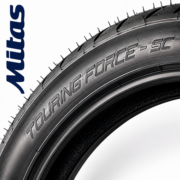 لاستیک میتاس 100/90/14 گل شلوغ تورینگ فورس / MITAS TOURING FORCE SC / ساخت اروپا کشور اسلوونی اصل / جلو AEROX / جلو J200 / جلو JT200 عقب Click کد ۲۰۰۵۴۸
