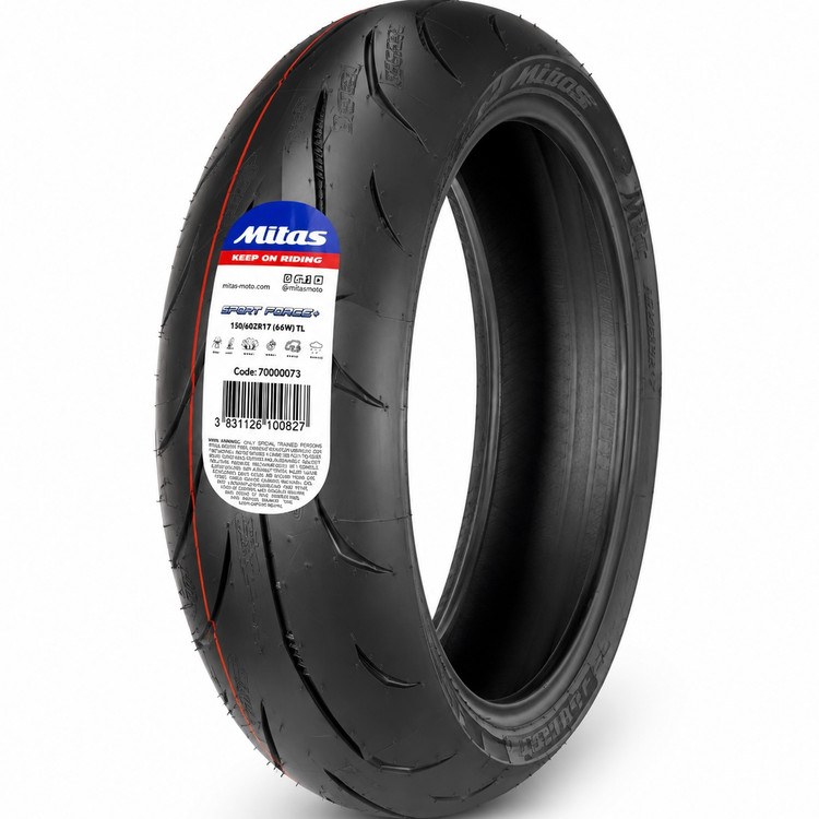 لاستیک میتاس 150/60/17 گل خلوت اسپرت فورس پلاس / +MITAS SPORT FORCE / ساخت اروپا کشور اسلوونی اصل / عقب کد 200747