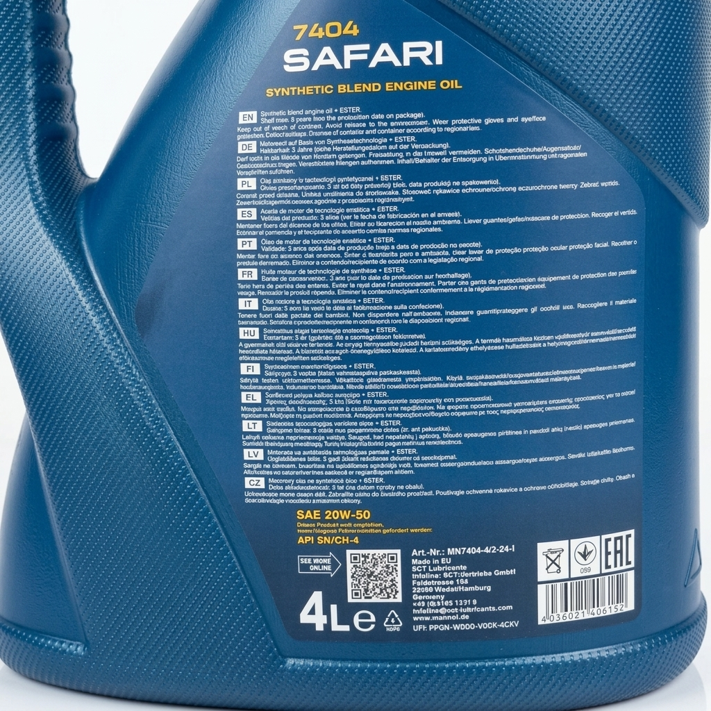 روغن موتور خودرو مانول 4 لیتر Mannol Safari 7404 SAE 20W50 / ساخت آلمان اصل کد 201844