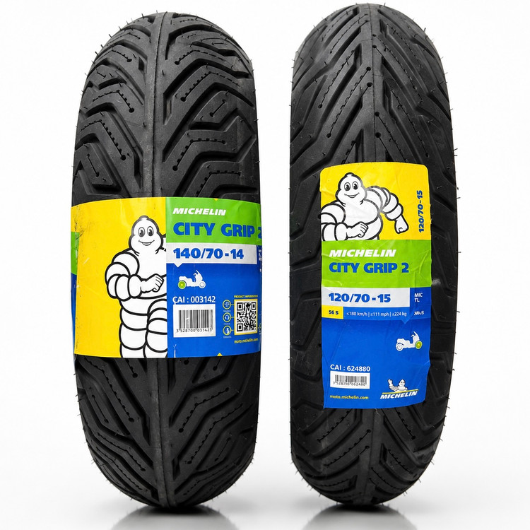 ست لاستیک میشلن عقب و جلو ایکس مکس سیتی گریپ2 / XMAX MICHELIN 120/70/15 + 140/70/14 / ساخت اروپا کشور صربستان اصل کد ۲۰۰۷۳۳