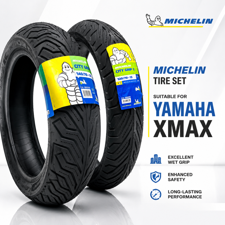 ست لاستیک میشلن عقب و جلو ایکس مکس سیتی گریپ2 / XMAX MICHELIN 120/70/15 + 140/70/14 / ساخت اروپا کشور صربستان اصل کد ۲۰۰۷۳۳