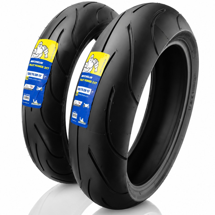 ست لاستیک میشلن ۱۹۰/۵۰/۱۷ / ۱۲۰/۷۰/۱۷ MICHELIN PILOT POWER 2CT ساخت اسپانیا اصل کد 202294