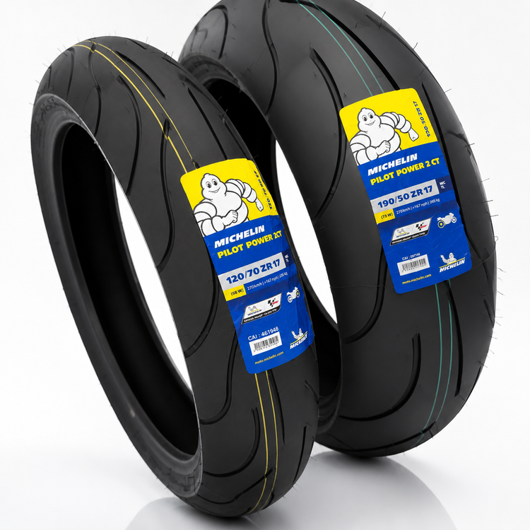 ست لاستیک میشلن ۱۹۰/۵۰/۱۷ / ۱۲۰/۷۰/۱۷ MICHELIN PILOT POWER 2CT ساخت اسپانیا اصل کد 202294