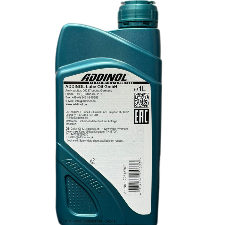 روغن موتور مخصوص موتورهای دنده ای ادینول SN 10W60 SUPER RACING ساخت آلمان اصل کد ۲۰۲۳۵۷