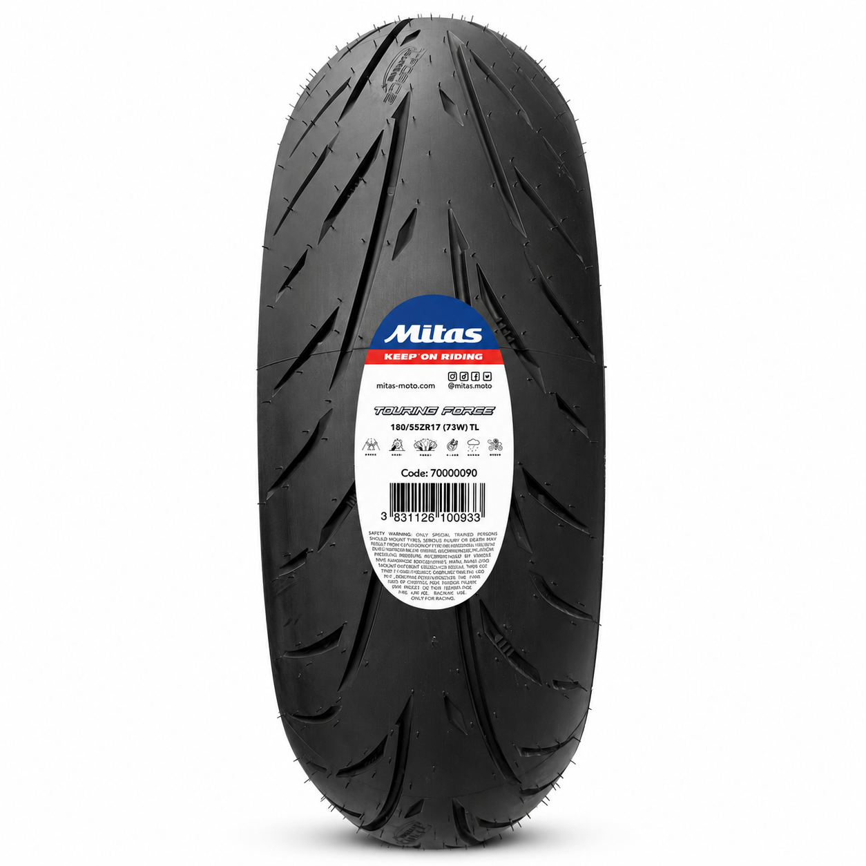 لاستیک میتاس 180/55/17 گل شلوغ تورینگ فورس / MITAS TOURING FORCE SC / ساخت اروپا کشور اسلوونی اصل / مناسب چرخ عقب کد 200593