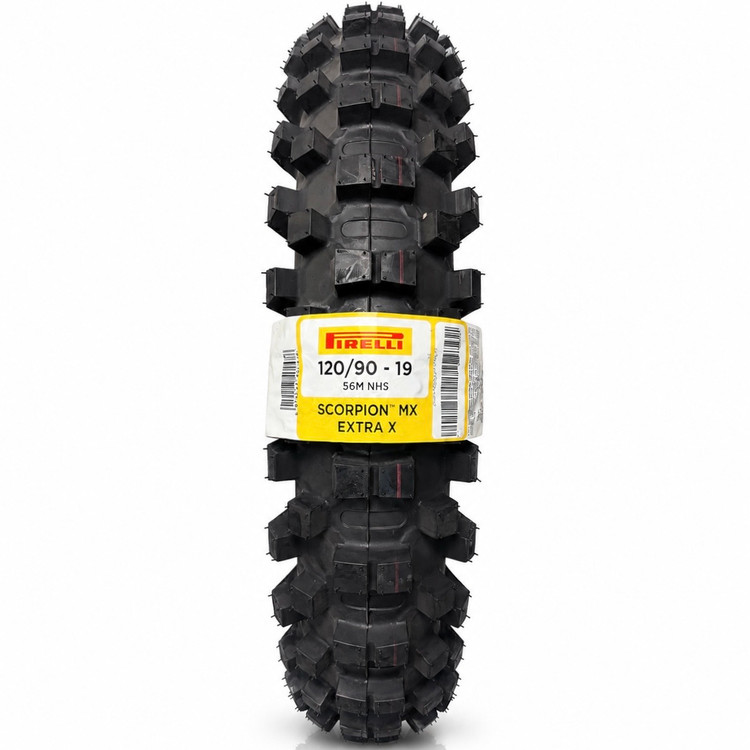 لاستیک پیرلی کراسی 120/90/19 ساخت اندونزی اصل اسکورپیون ام ایکس اکسترا ایکس PIRELLI SCORPION MX EXTRA X مخصوص موتور های 400 سی سی به بالا کد 201446