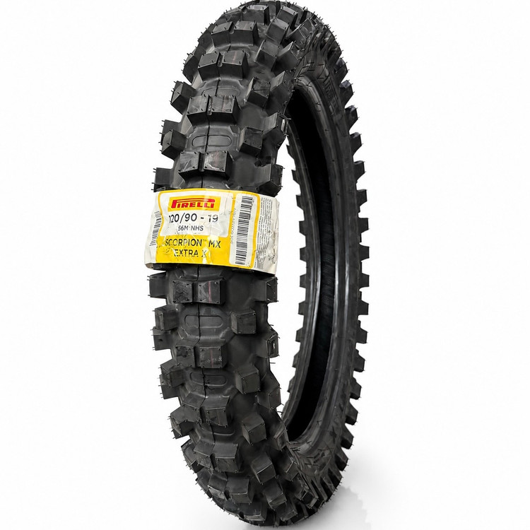 لاستیک پیرلی کراسی 120/90/19 ساخت اندونزی اصل اسکورپیون ام ایکس اکسترا ایکس PIRELLI SCORPION MX EXTRA X مخصوص موتور های 400 سی سی به بالا کد 201446