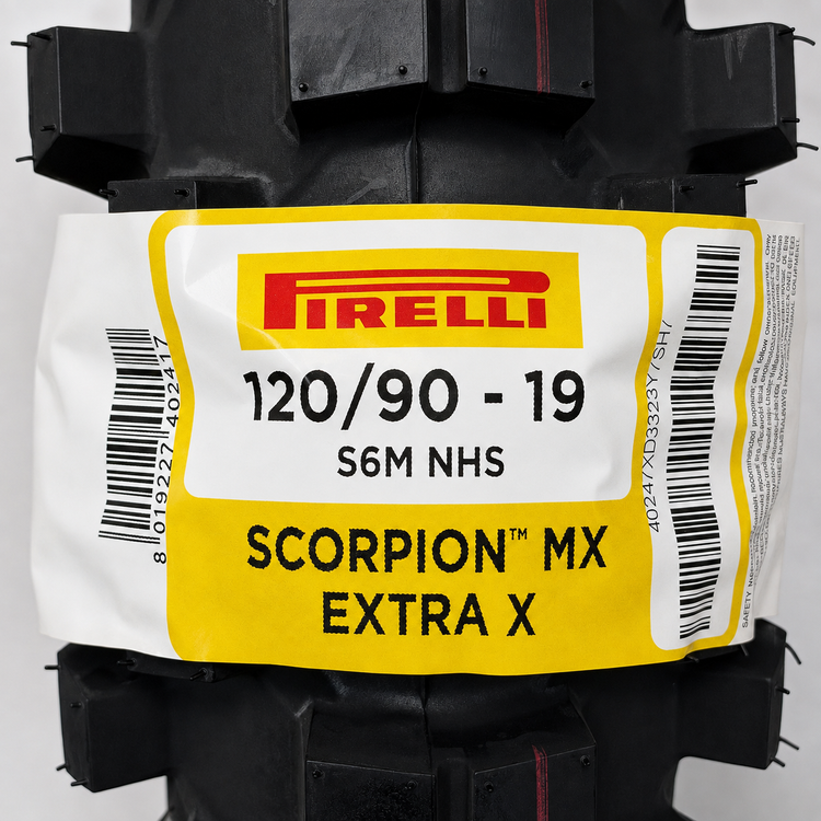 لاستیک پیرلی کراسی 120/90/19 ساخت اندونزی اصل اسکورپیون ام ایکس اکسترا ایکس PIRELLI SCORPION MX EXTRA X مخصوص موتور های 400 سی سی به بالا کد 201446