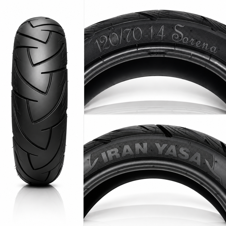 لاستیک زیر صفری ایران یاسا 120/70/14 / ساخت ایران چرخ جلو Joymax کد 201137