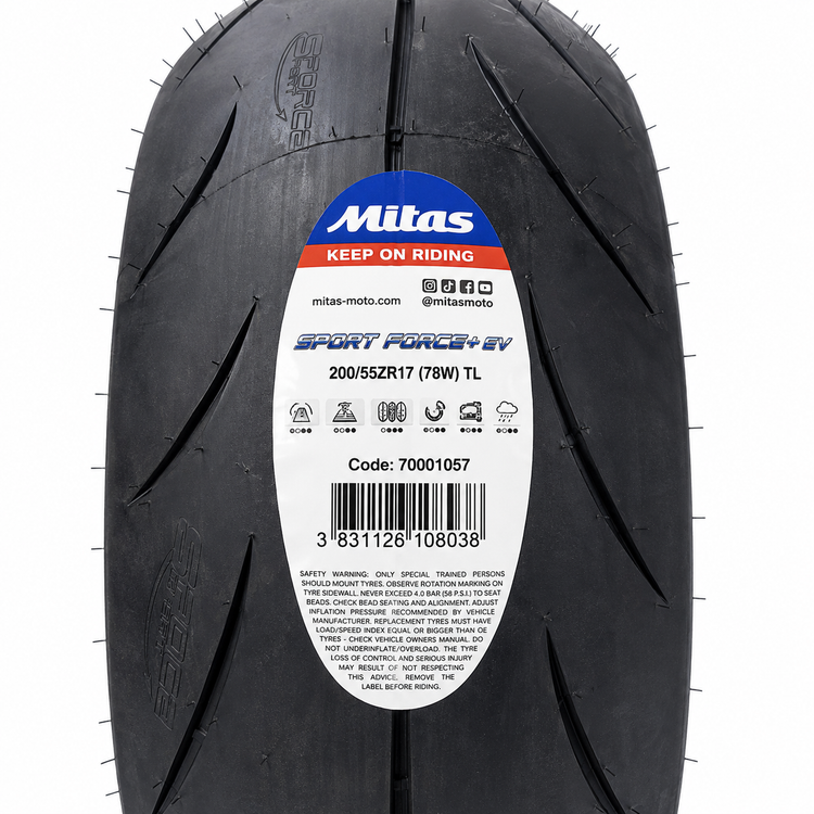 لاستیک میتاس اسپرت فورس ایو ۲۰۰/۵۵/۱۷ Mitas Sport Force EV گل خلوت کد 201854