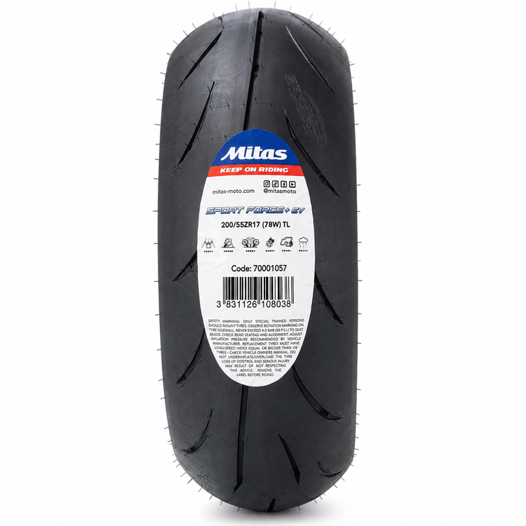 لاستیک میتاس اسپرت فورس ایو ۲۰۰/۵۵/۱۷ Mitas Sport Force EV گل خلوت کد 201854