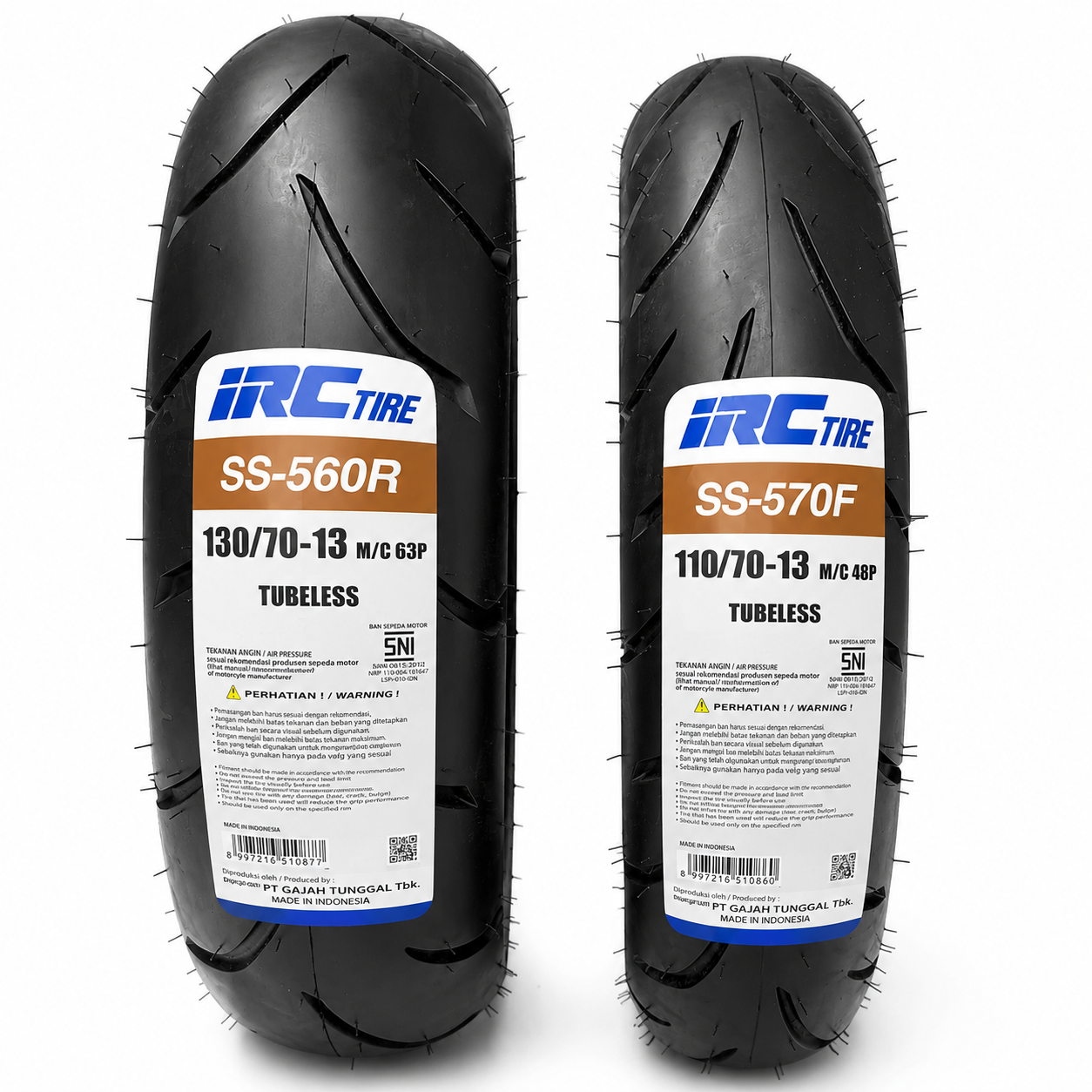 ست لاستیک 110/70/13 و 130/70/13 برند IRC ساخت اندونزی اصل