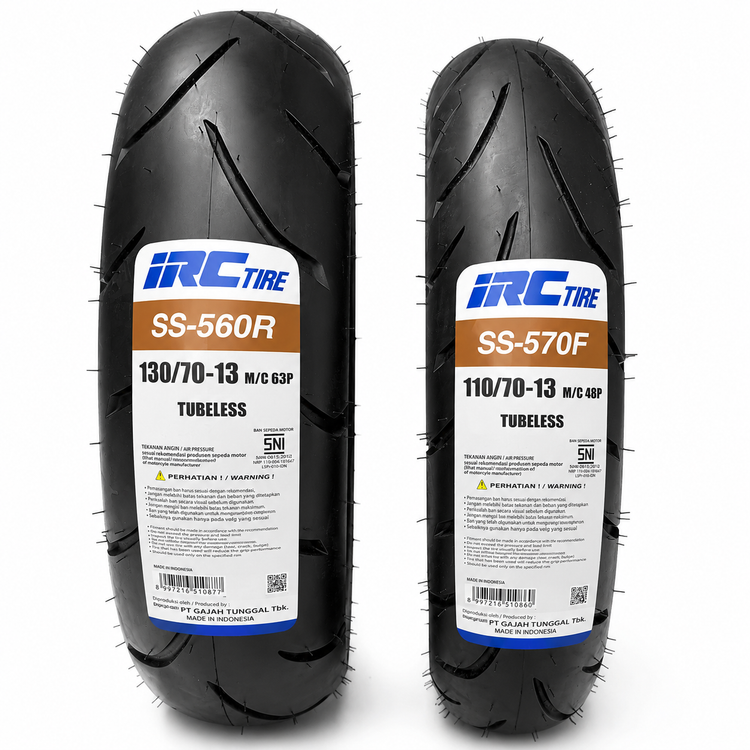 ست لاستیک 110/70/13 و 130/70/13 برند IRC ساخت اندونزی اصل