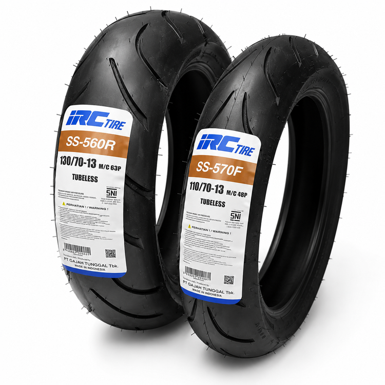 ست لاستیک 110/70/13 و 130/70/13 برند IRC ساخت اندونزی اصل