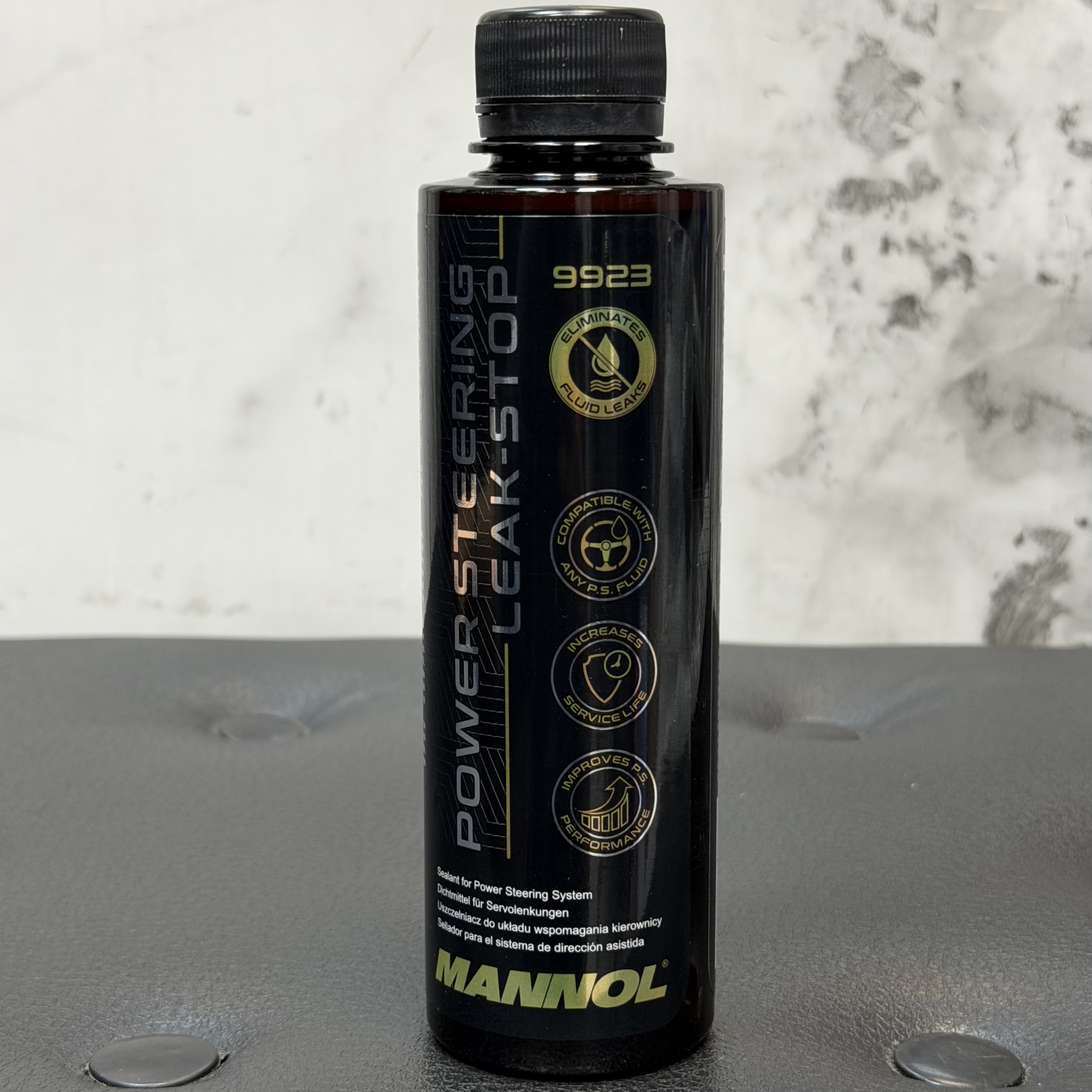 مکمل سیستم فرمان هیدرولیک حرفه ای خودرو MANNOL Power Steering Leak Stop 9923 / ساخت آلمان اصل کد 201843