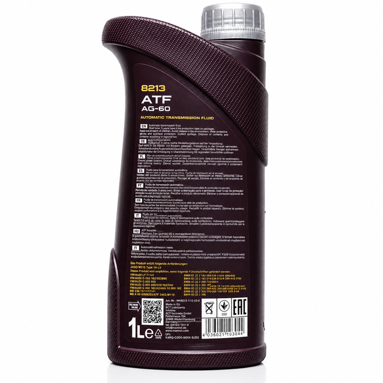 روغن گیربکس خودرو مانول MANNOL ATF AG-60 8213 مناسب گیربکس 6 سرعته ساخت آلمان اصل کد 201852