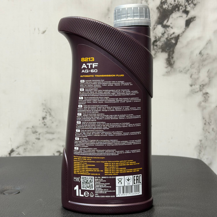 روغن گیربکس خودرو مانول MANNOL ATF AG-60 8213 مناسب گیربکس 6 سرعته ساخت آلمان اصل کد 201852