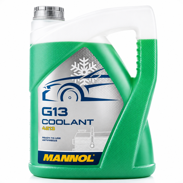 کولانت ضدیخ ضدجوش خودرو مانول 5 لیتر MANNOL COOLANT G13 4213 رنگ سبز ساخت آلمان اصل کد ۲۰۱۶۶۴
